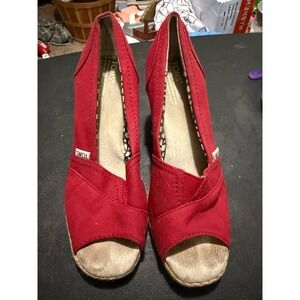 Toms Red Espadrille Wedges in 7.5